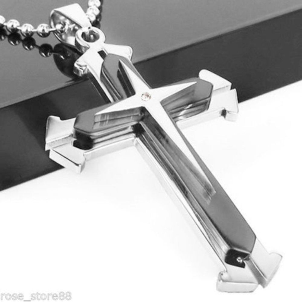 Black Cross Pendant Ball Chain